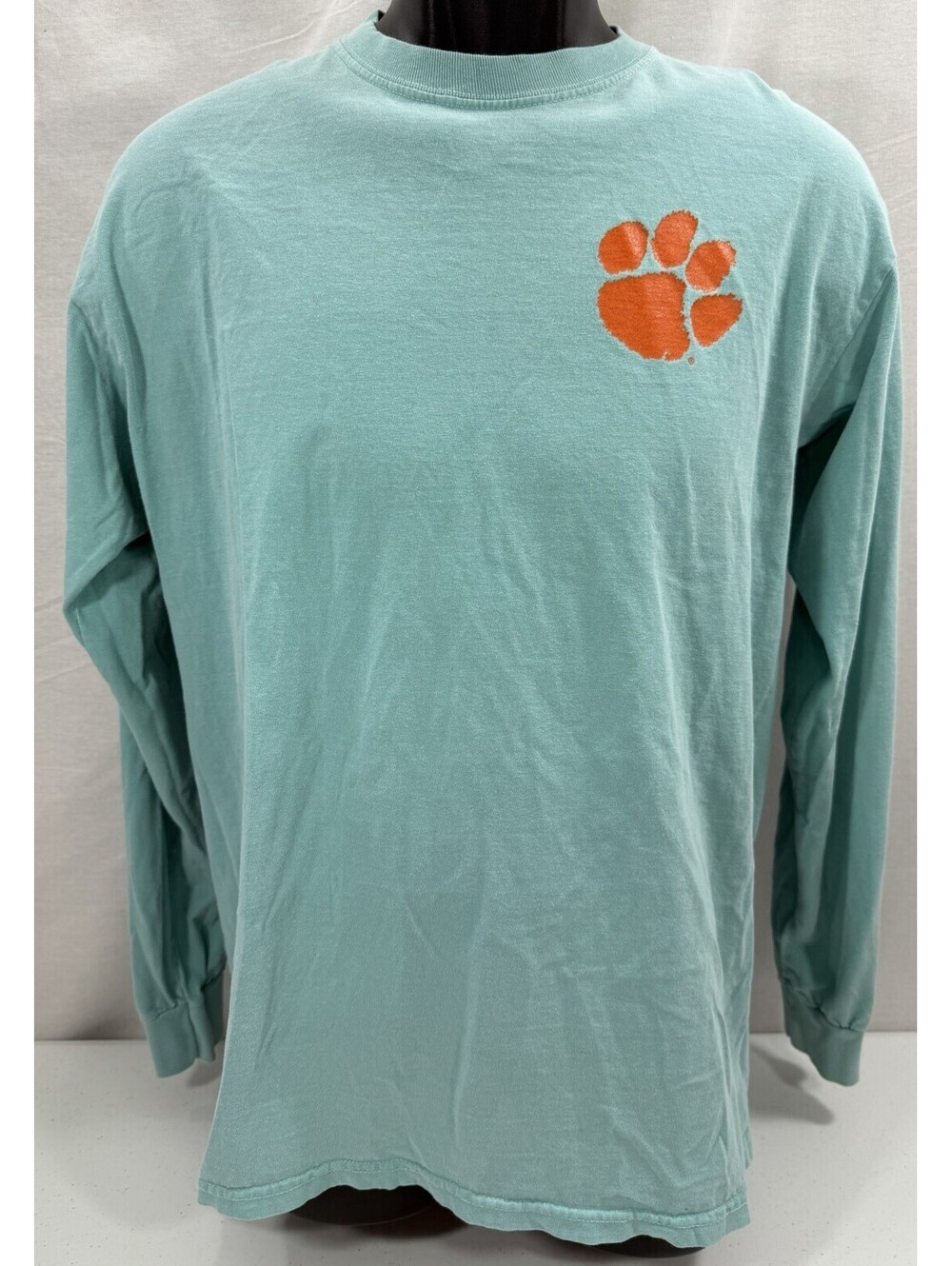 Clemson Tigers Long Sleeve T-Shirt Comfort Colors Medium Teal Unisex Cotton Tee